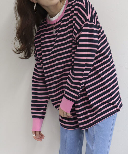 fredy repit(フレディレピ)の「BIGボーダーロンT(Tシャツ/カットソー・レディース・ホワイト×ブラック/グリーン系その他/ブルー系その他/レッド系その他/グリーン系その他3/ブルー系その他3・38)」の15枚目の写真