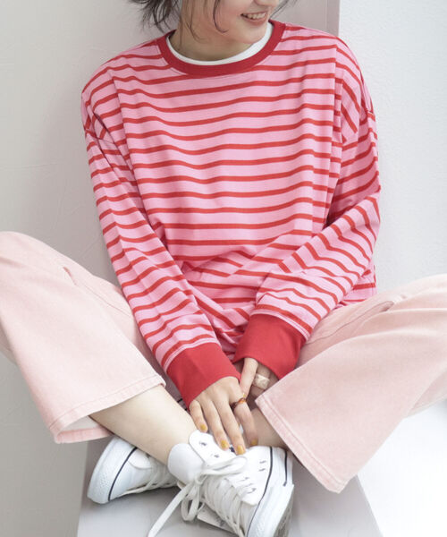 fredy repit(フレディレピ)の「BIGボーダーロンT(Tシャツ/カットソー・レディース・ホワイト×ブラック/グリーン系その他/ブルー系その他/レッド系その他/グリーン系その他3/ブルー系その他3・38)」の17枚目の写真