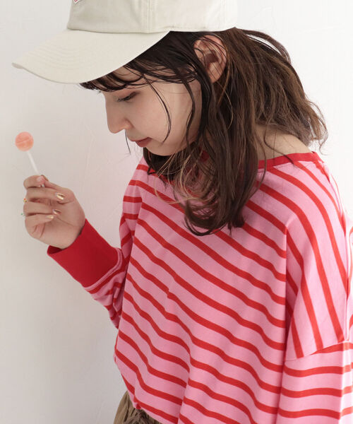 fredy repit(フレディレピ)の「BIGボーダーロンT(Tシャツ/カットソー・レディース・ホワイト×ブラック/グリーン系その他/ブルー系その他/レッド系その他/グリーン系その他3/ブルー系その他3・38)」の18枚目の写真