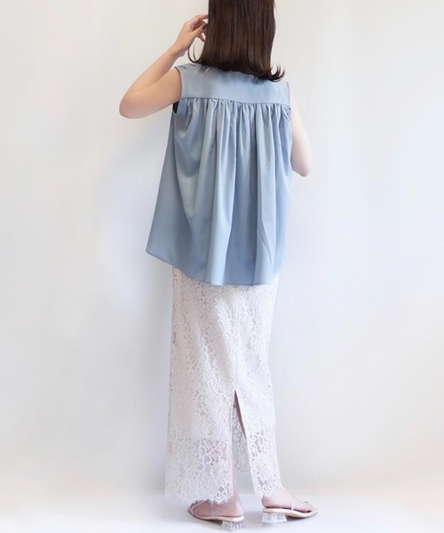 ECRIRE（エクリール）の「【haushinkaコラボ】キーネックイレヘムブラウス（シャツ/ブラウス・レディース・ブラック/ブラウン/グレー/アイボリー・M/L）」の12枚目の写真