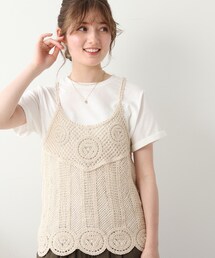 DRESKIP | 【2点セット】かぎ針刺繍キャミ＋Tシャツ(その他トップス)
