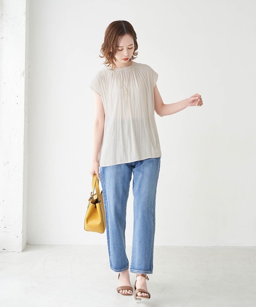 ROPE' PICNIC(ロペピクニック)の「2WAY/サテンギャザーブラウス(シャツ/ブラウス・レディース・ベージュ/パープル/グリーン/ブラック系その他/ベージュ系その他・38)」の14枚目の写真
