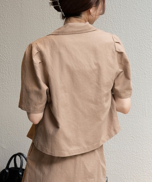 WEGO（ウィゴー）の「WEGO/リネンブレンドパフスリーブジャケット（テーラードジャケット・レディース・ライトブラウン/ナチュラル・FREE）」の5枚目の写真