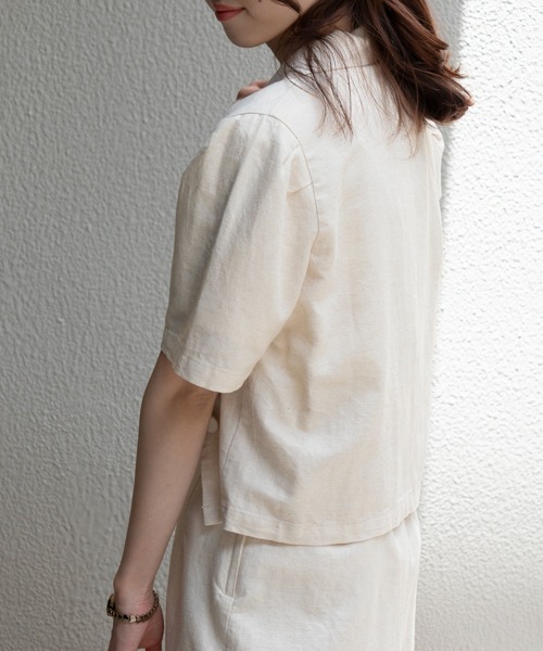 WEGO（ウィゴー）の「WEGO/リネンブレンドパフスリーブジャケット（テーラードジャケット・レディース・ライトブラウン/ナチュラル・FREE）」の9枚目の写真