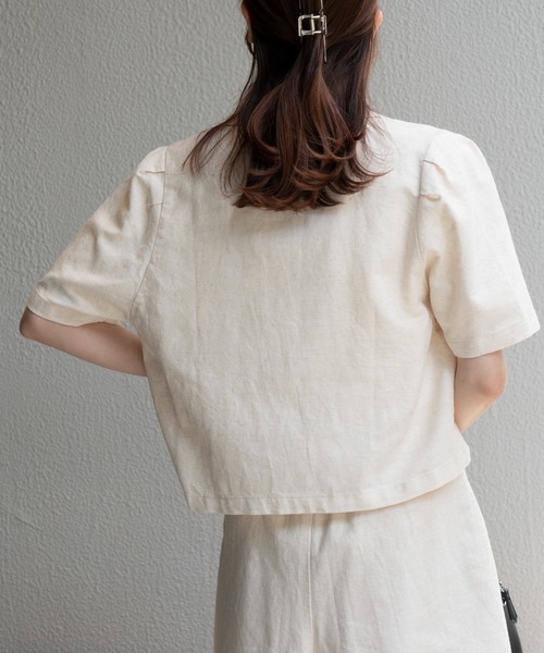 WEGO（ウィゴー）の「WEGO/リネンブレンドパフスリーブジャケット（テーラードジャケット・レディース・ライトブラウン/ナチュラル・FREE）」の8枚目の写真
