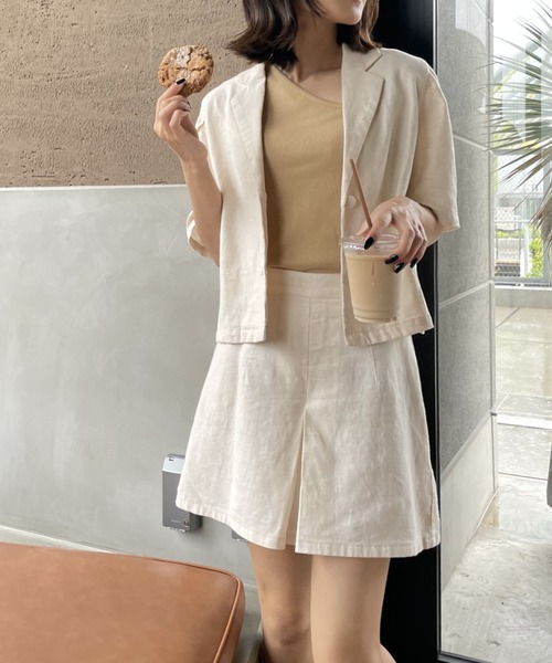 WEGO（ウィゴー）の「WEGO/リネンブレンドパフスリーブジャケット（テーラードジャケット・レディース・ライトブラウン/ナチュラル・FREE）」の19枚目の写真