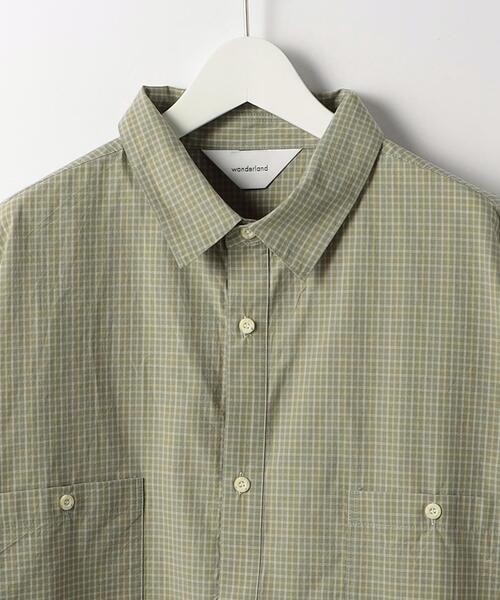 wonderland(ワンダーランド)の「<wonderland> BIG CHECK SHORT SLEEVE SHIRT/シャツ(シャツ/ブラウス・メンズ・ブラック/オリーブ・1/0)」の4枚目の写真