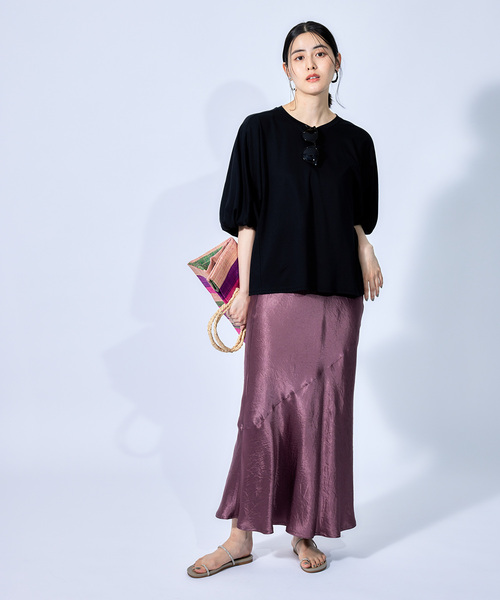 ROPE'（ロペ）の「【秋にも使える】リフィビラ・コットン天竺ドルマンプルオーバー（Tシャツ/カットソー・レディース・ホワイト/ブラック/ピンク系その他・38）」の6枚目の写真