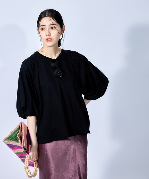 ROPE'（ロペ）の「【秋にも使える】リフィビラ・コットン天竺ドルマンプルオーバー（Tシャツ/カットソー・レディース・ホワイト/ブラック/ピンク系その他・38）」の2枚目の写真