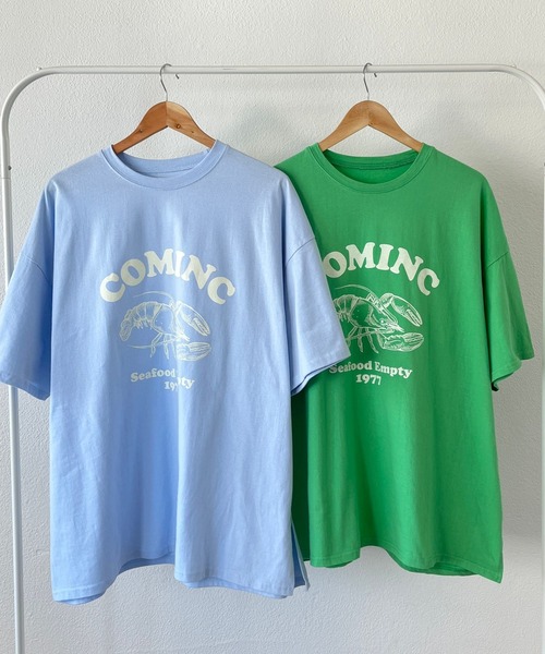 wee9s（ウィークス）の「"SEBASTIAN" tee / サイドスリットオーバーサイズ"セバスチャン"ティーシャツ（Tシャツ/カットソー・レディース・スカイブルー/グリーン・FREE）」の22枚目の写真
