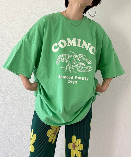 wee9s（ウィークス）の「"SEBASTIAN" tee / サイドスリットオーバーサイズ"セバスチャン"ティーシャツ（Tシャツ/カットソー・レディース・スカイブルー/グリーン・FREE）」の5枚目の写真