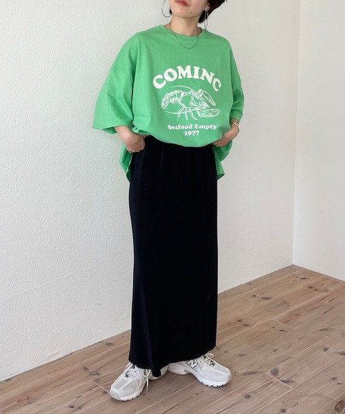 wee9s（ウィークス）の「"SEBASTIAN" tee / サイドスリットオーバーサイズ"セバスチャン"ティーシャツ（Tシャツ/カットソー・レディース・スカイブルー/グリーン・FREE）」の18枚目の写真