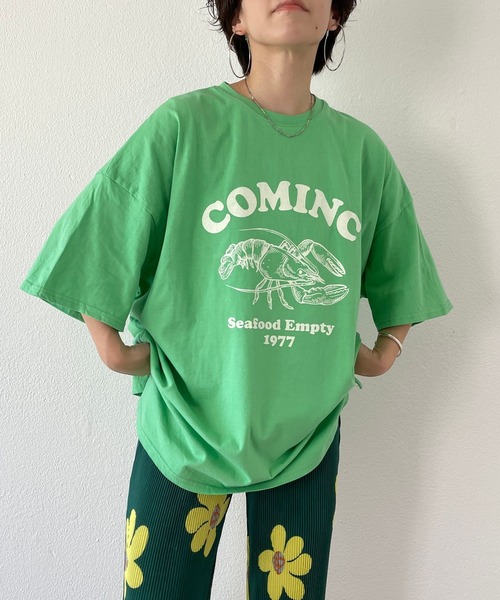 wee9s（ウィークス）の「"SEBASTIAN" tee / サイドスリットオーバーサイズ"セバスチャン"ティーシャツ（Tシャツ/カットソー・レディース・スカイブルー/グリーン・FREE）」の16枚目の写真
