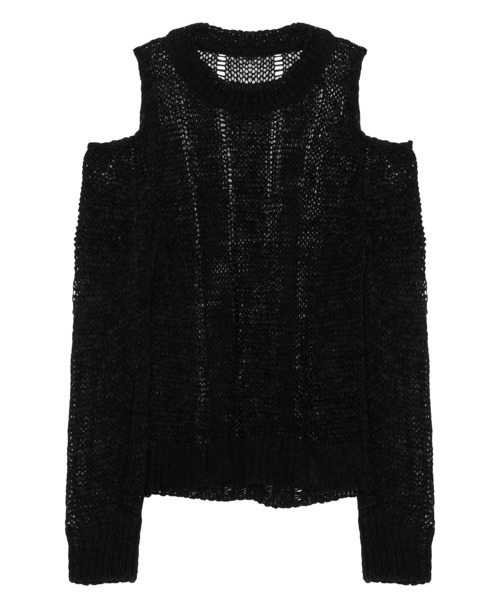 Figments(フィグメンツ)の「オフショルダーニットトップス(ニット/セーター・レディース・ブラック/ホワイト・FREE)」の1枚目の写真