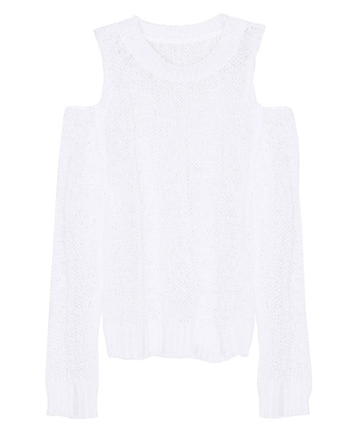 Figments(フィグメンツ)の「オフショルダーニットトップス(ニット/セーター・レディース・ブラック/ホワイト・FREE)」の4枚目の写真