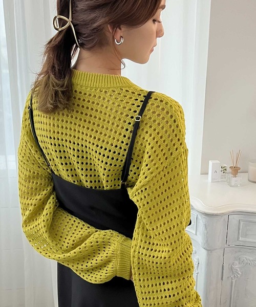 classicalelf（クラシカルエルフ）の「大人の抜け感。メッシュニットプルオーバー（ニット/セーター・レディース・ブラック/パープル/レッド/オフホワイト/グリーン/イエロー・SMALL/MEDIUM/LARGE/X-LARGE）」の19枚目の写真