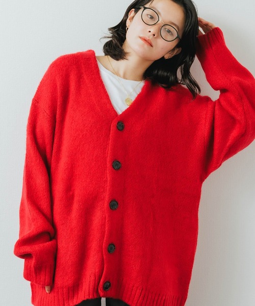 ROOPTOKYO（ループトウキョウ）の「ROOPTOKYO限定 モヘアライク Vネックニットカーディガン（カーディガン/ボレロ・メンズ・ブラック/レッド/ライトグレー/マスタード・M/L）」の4枚目の写真