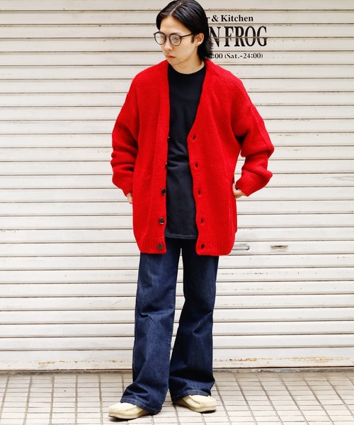 ROOPTOKYO（ループトウキョウ）の「ROOPTOKYO限定 モヘアライク Vネックニットカーディガン（カーディガン/ボレロ・メンズ・ブラック/レッド/ライトグレー/マスタード・M/L）」の12枚目の写真