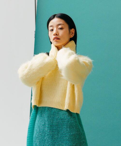 CITEN（シテン）の「＜CITEN＞シャギークロップド プルオーバーニット（ニット/セーター・レディース・ダークブラウン/グレー/クリーム/コバルトブルー・FREE）」の16枚目の写真