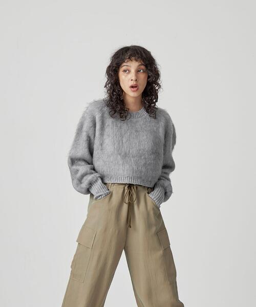 CITEN（シテン）の「＜CITEN＞シャギークロップド プルオーバーニット（ニット/セーター・レディース・ダークブラウン/グレー/クリーム/コバルトブルー・FREE）」の14枚目の写真