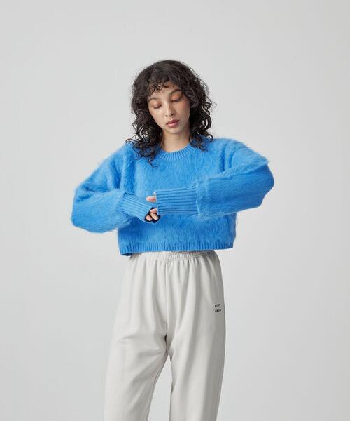 CITEN（シテン）の「＜CITEN＞シャギークロップド プルオーバーニット（ニット/セーター・レディース・ダークブラウン/グレー/クリーム/コバルトブルー・FREE）」の9枚目の写真