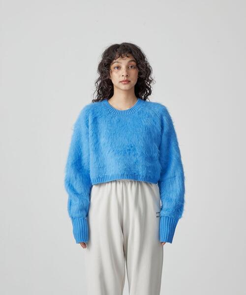 CITEN（シテン）の「＜CITEN＞シャギークロップド プルオーバーニット（ニット/セーター・レディース・ダークブラウン/グレー/クリーム/コバルトブルー・FREE）」の8枚目の写真