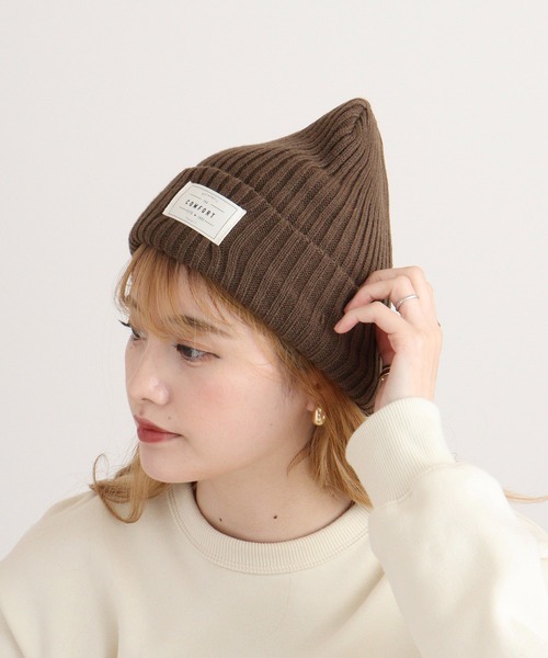 FUNALIVE（ファンアライブ）の「joujoulier リブニット帽（ニットキャップ/ビーニー・レディース・アイボリー/ブラック/ブルー/グレー/ピンク/ブラウン/グリーン/イエロー/ブルーグレー/ライム/ダークグレー/オレンジ/ブルー系/ブラウン系/ピンク系/チャコール/イエロー系/ブラック系/ネイビー系・FREE）」の9枚目の写真