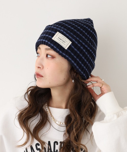 FUNALIVE（ファンアライブ）の「joujoulier リブニット帽（ニットキャップ/ビーニー・レディース・アイボリー/ブラック/ブルー/グレー/ピンク/ブラウン/グリーン/イエロー/ブルーグレー/ライム/ダークグレー/オレンジ/ブルー系/ブラウン系/ピンク系/チャコール/イエロー系/ブラック系/ネイビー系・FREE）」の13枚目の写真