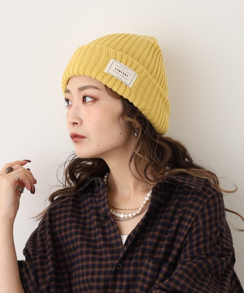 FUNALIVE（ファンアライブ）の「joujoulier リブニット帽（ニットキャップ/ビーニー・レディース・アイボリー/ブラック/ブルー/グレー/ピンク/ブラウン/グリーン/イエロー/ブルーグレー/ライム/ダークグレー/オレンジ/ブルー系/ブラウン系/ピンク系/チャコール/イエロー系/ブラック系/ネイビー系・FREE）」の16枚目の写真