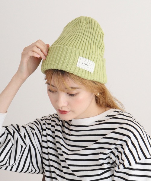 FUNALIVE（ファンアライブ）の「joujoulier リブニット帽（ニットキャップ/ビーニー・レディース・アイボリー/ブラック/ブルー/グレー/ピンク/ブラウン/グリーン/イエロー/ブルーグレー/ライム/ダークグレー/オレンジ/ブルー系/ブラウン系/ピンク系/チャコール/イエロー系/ブラック系/ネイビー系・FREE）」の10枚目の写真