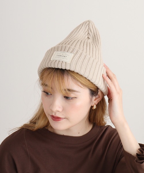 FUNALIVE（ファンアライブ）の「joujoulier リブニット帽（ニットキャップ/ビーニー・レディース・アイボリー/ブラック/ブルー/グレー/ピンク/ブラウン/グリーン/イエロー/ブルーグレー/ライム/ダークグレー/オレンジ/ブルー系/ブラウン系/ピンク系/チャコール/イエロー系/ブラック系/ネイビー系・FREE）」の20枚目の写真