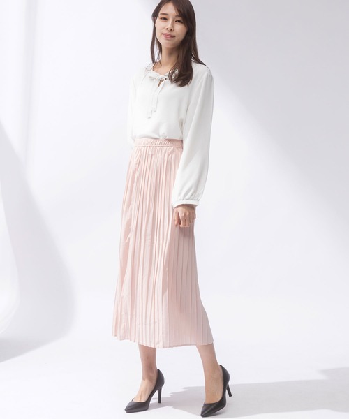 AnNet(アネット)の「ウエストゴム 細プリーツ ロングスカート(スカート・レディース・ネイビー/ピンク・3L/4L/5L/6L)」の8枚目の写真
