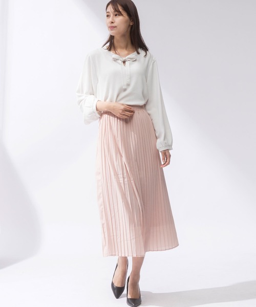 AnNet(アネット)の「ウエストゴム 細プリーツ ロングスカート(スカート・レディース・ネイビー/ピンク・3L/4L/5L/6L)」の9枚目の写真