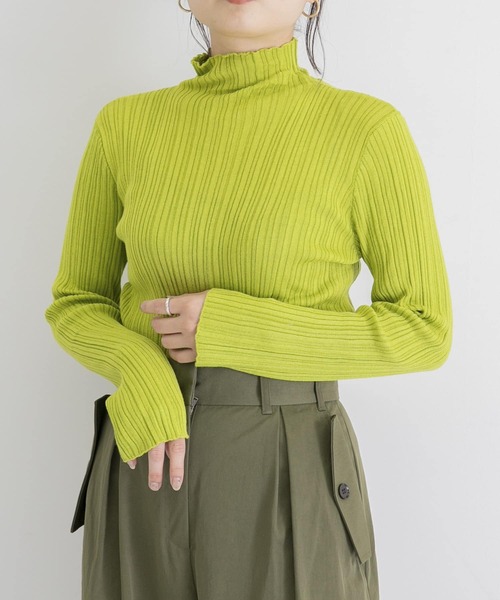 WANDERUNG（ワンデルング）の「WANDERUNG　Ribbed pullover（ニット/セーター・レディース・グレー/グリーン系その他/ブラック/アイボリー・FREE）」の7枚目の写真