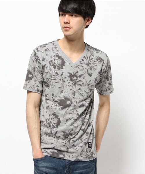 VENCEEXCHANGE(ヴァンスエクスチェンジ)の「B 単色総花柄Tシャツ (Tシャツ/カットソー・メンズ・オフホワイト/グレー・SMALL/LARGE/MEDIUM)」の1枚目の写真