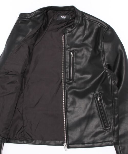 AZUL by moussy(アズールバイマウジー)の「FAUX LEATHER SINGLE RIDERS/フェイクレザーシングルライダース(その他アウター・メンズ・ブラック・SMALL/MEDIUM/LARGE)」の2枚目の写真