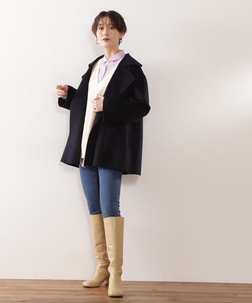 N.（N. Natural Beauty Basic）（エヌエヌナチュラルビューティーベーシック）の「◆ハミルトン　リバーミディコート（その他アウター・レディース・ベージュ/ネイビー・MEDIUM）」の6枚目の写真