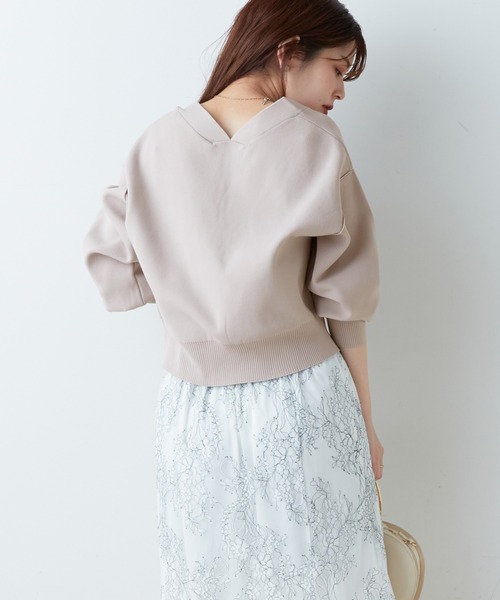 natural couture（ナチュラルクチュール）の「WEB限定カラーあり/プチプラハトメバー釦おしゃれカーディガン（カーディガン/ボレロ・レディース・ブラック/グレイッシュベージュ/アイボリー・FREE）」の12枚目の写真
