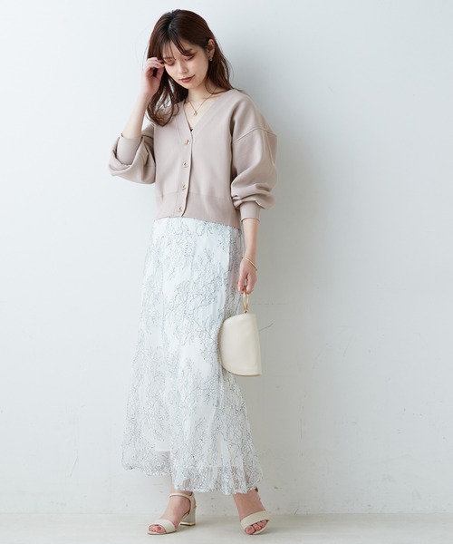 natural couture（ナチュラルクチュール）の「WEB限定カラーあり/プチプラハトメバー釦おしゃれカーディガン（カーディガン/ボレロ・レディース・ブラック/グレイッシュベージュ/アイボリー・FREE）」の14枚目の写真