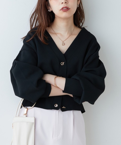 natural couture（ナチュラルクチュール）の「WEB限定カラーあり/プチプラハトメバー釦おしゃれカーディガン（カーディガン/ボレロ・レディース・ブラック/グレイッシュベージュ/アイボリー・FREE）」の18枚目の写真