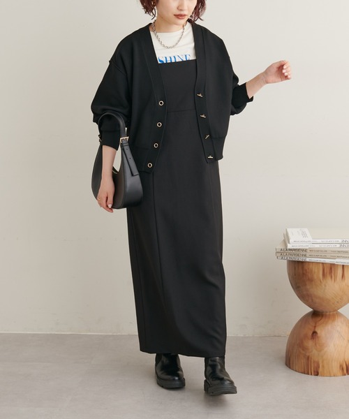 natural couture（ナチュラルクチュール）の「WEB限定カラーあり/プチプラハトメバー釦おしゃれカーディガン（カーディガン/ボレロ・レディース・ブラック/グレイッシュベージュ/アイボリー・FREE）」の17枚目の写真