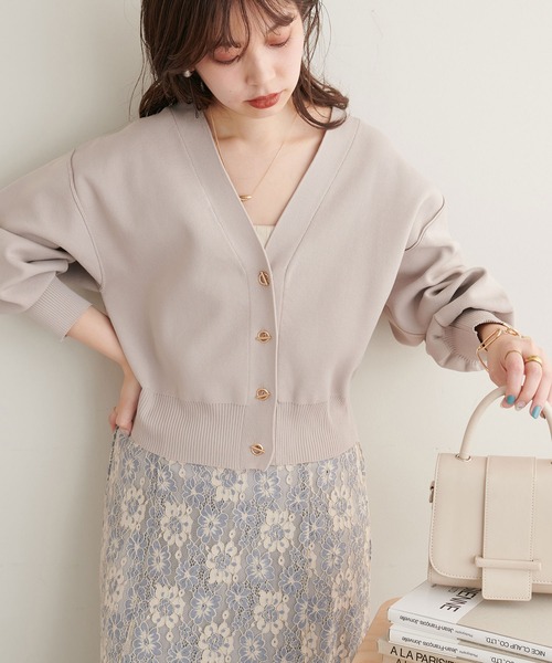 natural couture（ナチュラルクチュール）の「WEB限定カラーあり/プチプラハトメバー釦おしゃれカーディガン（カーディガン/ボレロ・レディース・ブラック/グレイッシュベージュ/アイボリー・FREE）」の19枚目の写真