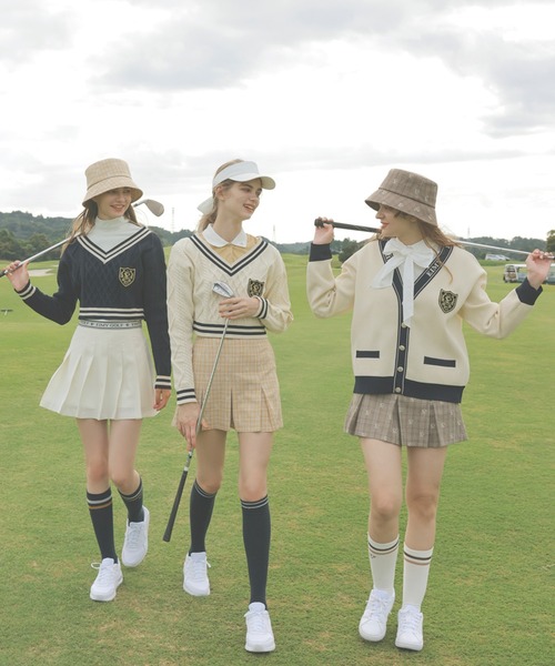新品【EIMY GOLF】エイミーゴルフ　ロゴ　刺繍　チェック　バケットハット セール】esエンブロイダリーチェックバケットハット（ハット