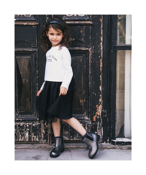 BeBe（ベベ）の「BeBe/リブロゴ刺繍ドットチュールドッキングワンピース(90~150cm)（ワンピース・キッズ・ブラック・100/140/150/120/130/110/90）」の5枚目の写真