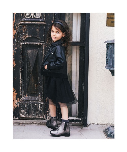 BeBe（ベベ）の「BeBe/リブロゴ刺繍ドットチュールドッキングワンピース(90~150cm)（ワンピース・キッズ・ブラック・100/140/150/120/130/110/90）」の9枚目の写真