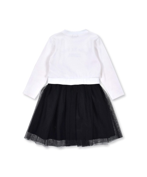 BeBe（ベベ）の「BeBe/リブロゴ刺繍ドットチュールドッキングワンピース(90~150cm)（ワンピース・キッズ・ブラック・100/140/150/120/130/110/90）」の4枚目の写真