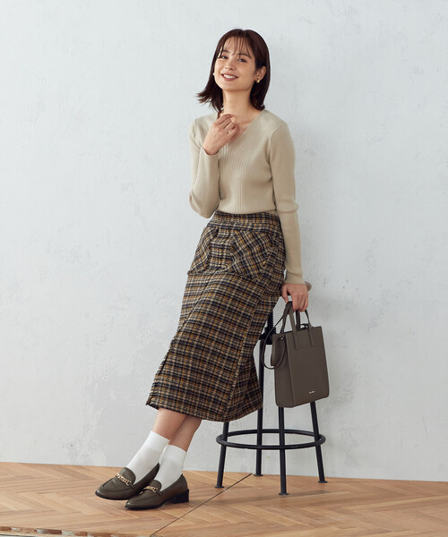 COMME CA ISM（コムサイズム）の「【セットアップ対応】 ツイード　スカート（スカート・レディース・レッド/ネイビー・MEDIUM/LARGE）」の3枚目の写真