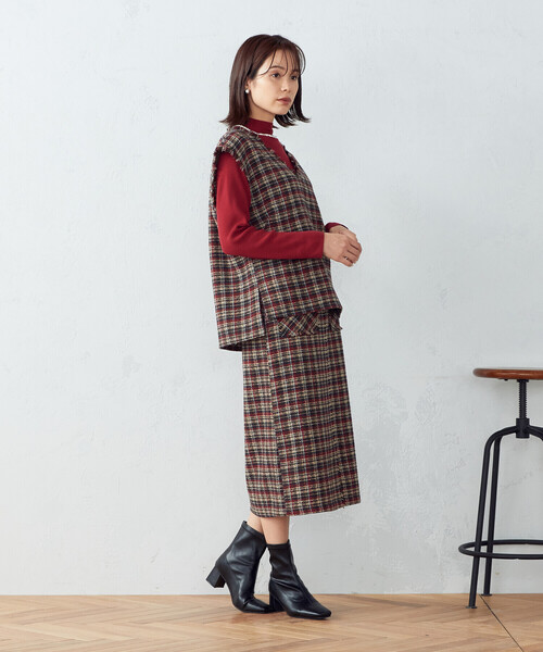 COMME CA ISM（コムサイズム）の「【セットアップ対応】 ツイード　スカート（スカート・レディース・レッド/ネイビー・MEDIUM/LARGE）」の8枚目の写真