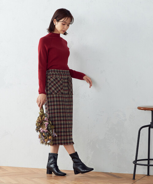 COMME CA ISM（コムサイズム）の「【セットアップ対応】 ツイード　スカート（スカート・レディース・レッド/ネイビー・MEDIUM/LARGE）」の9枚目の写真