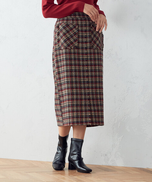 COMME CA ISM（コムサイズム）の「【セットアップ対応】 ツイード　スカート（スカート・レディース・レッド/ネイビー・MEDIUM/LARGE）」の10枚目の写真